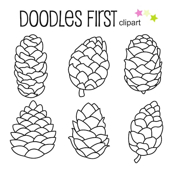 Pine Cone Outline Drawing Digital Clip Art for Scrapbooking Etsy