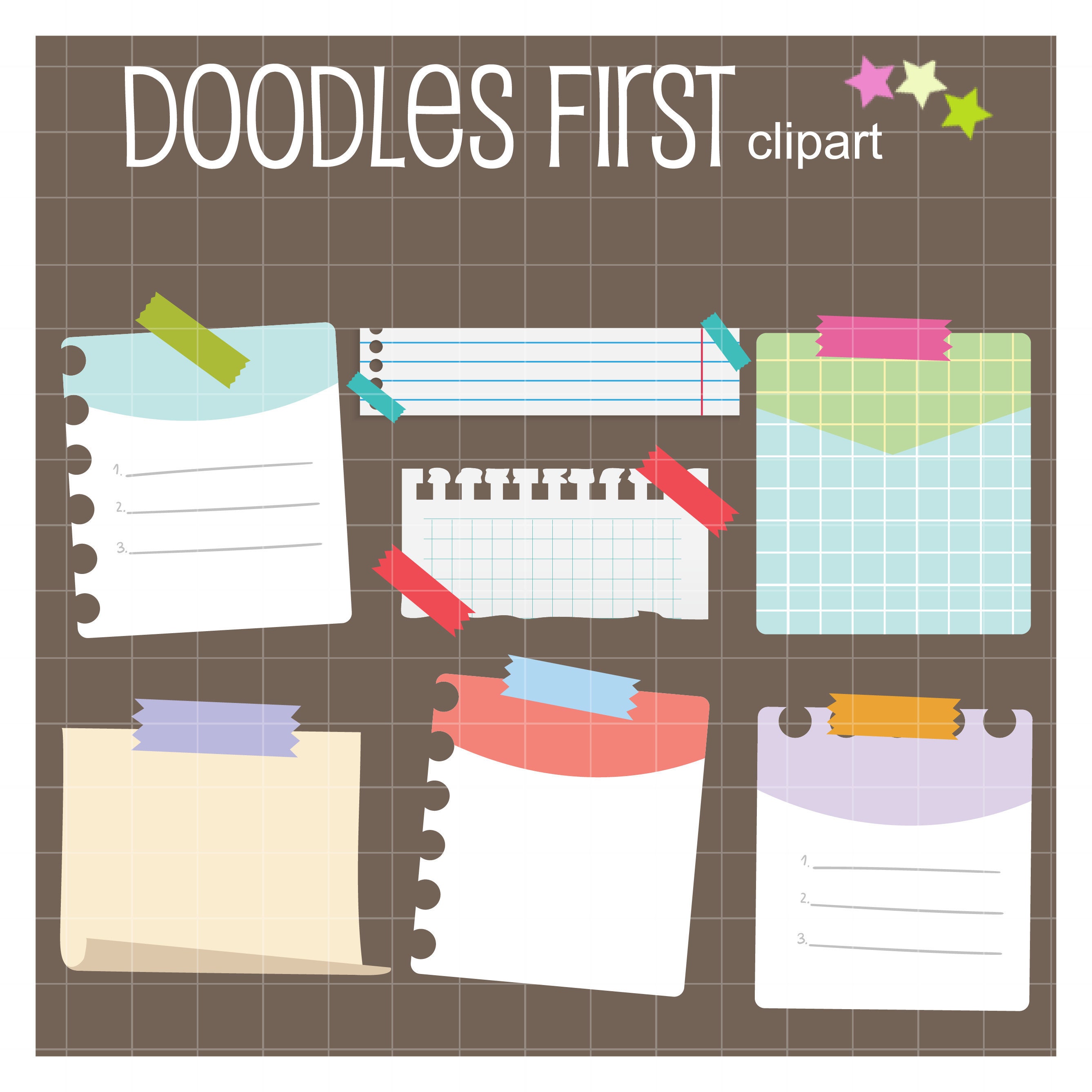 Realistic Blank Sticky Notes Clip Art for Scrapbooking Card Making ...