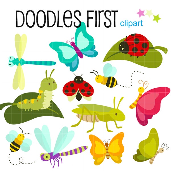 バグズライフクリップアート：昆虫の友達、スクラップブッキング、カード作り（SVG、PNG、JPG）