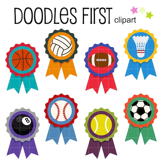 Sports Ribbon Awards Digital Clip Art for Scrapbooking Card Etsy