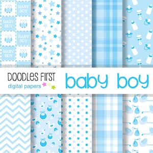 Baby Boy Digital Paper Pack Includes 10 for Scrapbooking Paper Crafts, Sublimation, Digital Papers, Backgrounds
