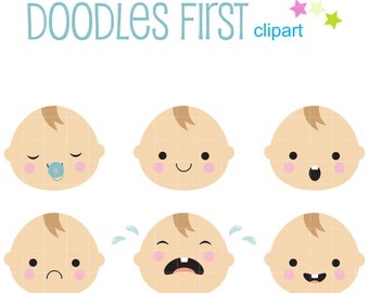 Cute Baby Boy Faces/Expressions Digital Clipart for Scrapbooking, Cricut Cut Files, Sublimation, Crafters, Paper Crafts, SVG, PNG, jpg