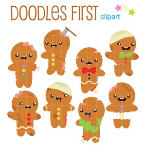 Gingerbread Zombies Digital Clipart for Scrapbooking, Cricut Cut Files, Sublimation, Card & Sticker Making, Paper Crafts, SVG, PNG, jpg