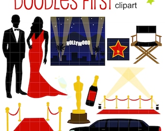 Hollywood Awards Night Gala Digital Clipart for Scrapbooking, Cricut Cut Files, Sublimation, Card Making, Paper Crafts, SVG, PNG, jpg