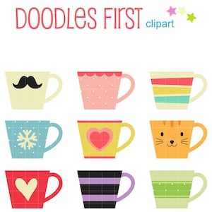 Coffee Mugs Digital Clip Art for Scrapbooking, Cricut Cut Files, Sublimation, Card & Sticker Making, Paper Crafts, Crafters, SVG, PNG, jpg