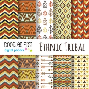 Ethnic Tribal Digital Paper Pack enthält 10 für Scrapbooking Paper Crafts