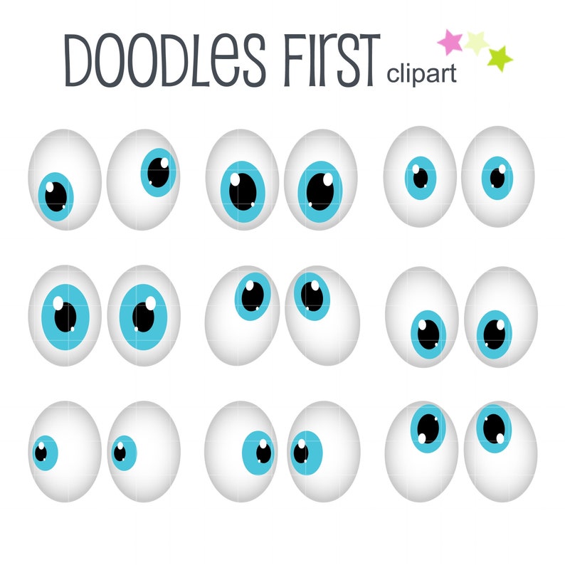 Cartoon Eyes Collection Digital Clip Art for Scrapbooking Card Making Cupcake Toppers Paper Crafts image 1