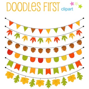 Autumn Buntings Digital Clipart for Scrapbooking, Cricut Cut Files, Sublimation, Card & Sticker Making, Paper Crafts, SVG, PNG, jpg