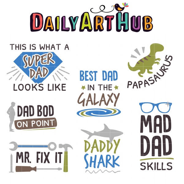 Awesome Dad Qoutes Doors Digital Clip Art for Scrapbooking Card Making Cupcake Toppers Paper Crafts