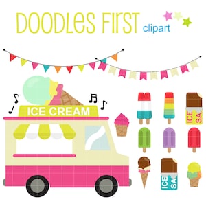 Ice Cream Truck Digital Clipart for Scrapbooking, Cricut Cut Files, Sublimation, Card & Sticker Making, Paper Crafts, SVG, PNG, jpg