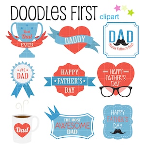 Vatertag Etiketten Sammlung Digitale Clip Art für Scrapbooking Kartenherstellung Cupcake Toppers Papier Handwerk