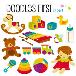 ClipArt di giocattoli e accessori per bambini per scrapbooking, creazione di cartoline, journaling, file SVG per macchina da taglio Cricut, creazione di oggetti di carta