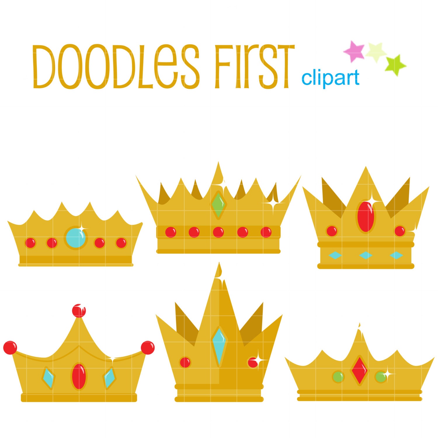 Golden Crown Set Clip Art For Scrapbooking Card Making Cupcake Etsy
