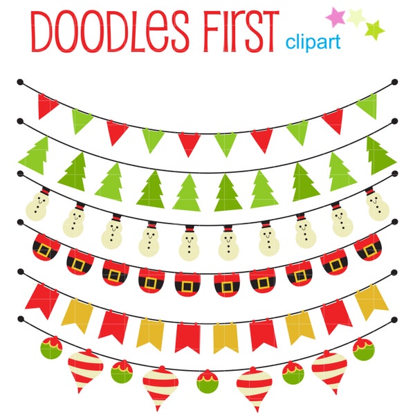 Christmas Buntings Digital Clipart for Scrapbooking, Journaling, Cricut Cut Files, Sublimation Card Making Crafters Paper Crafts SVG PNG jpg