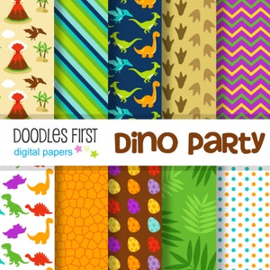 Paquete de papel digital Dino Party incluye 10 para manualidades de papel Scrapbooking, sublimación, papeles digitales, fondos, imprimibles