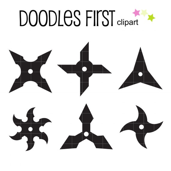 Ninja Star Shuriken Digital Clip Art for Scrapbooking Card Making Cupcake  Toppers Paper Crafts 