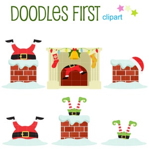 Santa&#39;s Stuck! Digital Clip Art for Scrapbooking, Cricut Cut Files, Sublimation, Card & Sticker Making, Paper Crafts, SVG, PNG, jpg