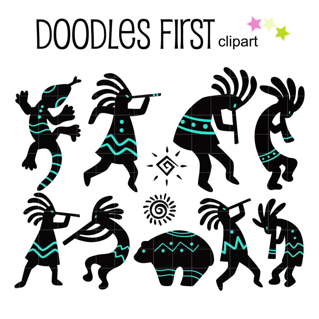 Kokopelli Figures Set Digital Clip Art for Scrapbooking Card Making