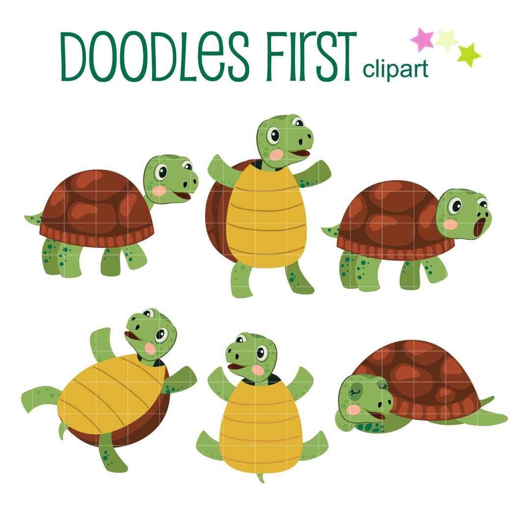 Cute Turtle Character Digital Clip Art for Scrapbooking Card Making ...