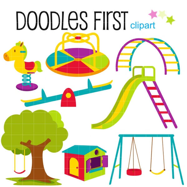 Kiddie Playground Clipart, Scrapbooking, Card Making (SVG, PNG, JPG)
