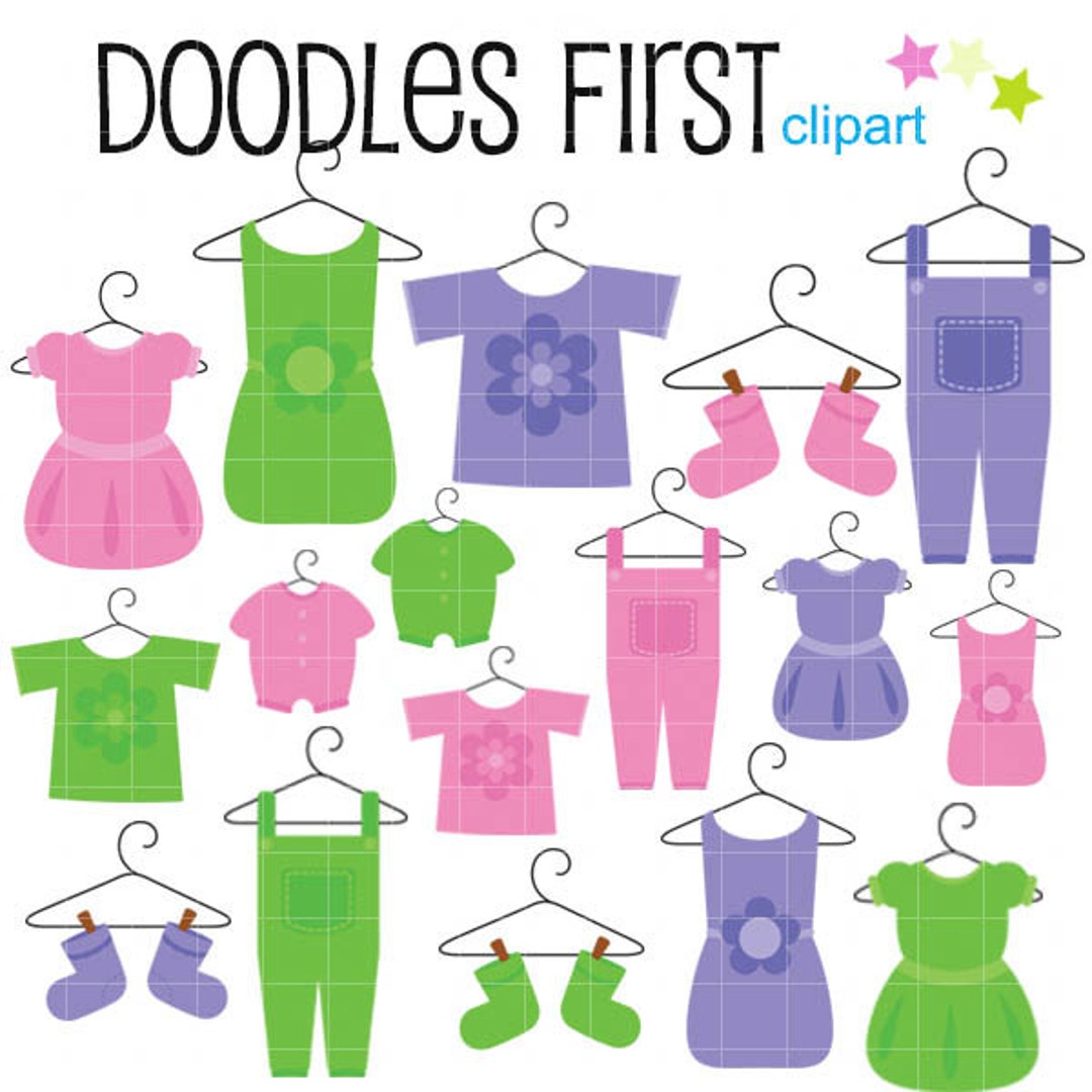 Baby Clothes Clipart Digital Clip Art for Scrapbooking Card Making
