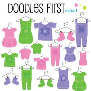 Baby Clothes Clipart Digital Clip Art for Scrapbooking Card Making Cupcake Toppers Paper Crafts