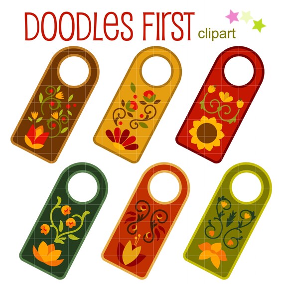 Autumn Floral Door Hangers Clip Art for Scrapbooking Card Etsy