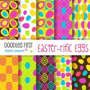 Easter-rific Eggs Happy Easter Digital Paper Pack comprend 10 pour l’artisanat en papier scrapbooking, la sublimation, les papiers numériques, les imprimables