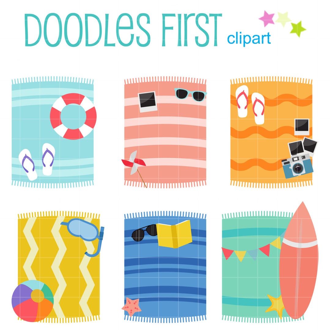 Beach Blankets Digital Clipart for Scrapbooking, Cricut Cut Files