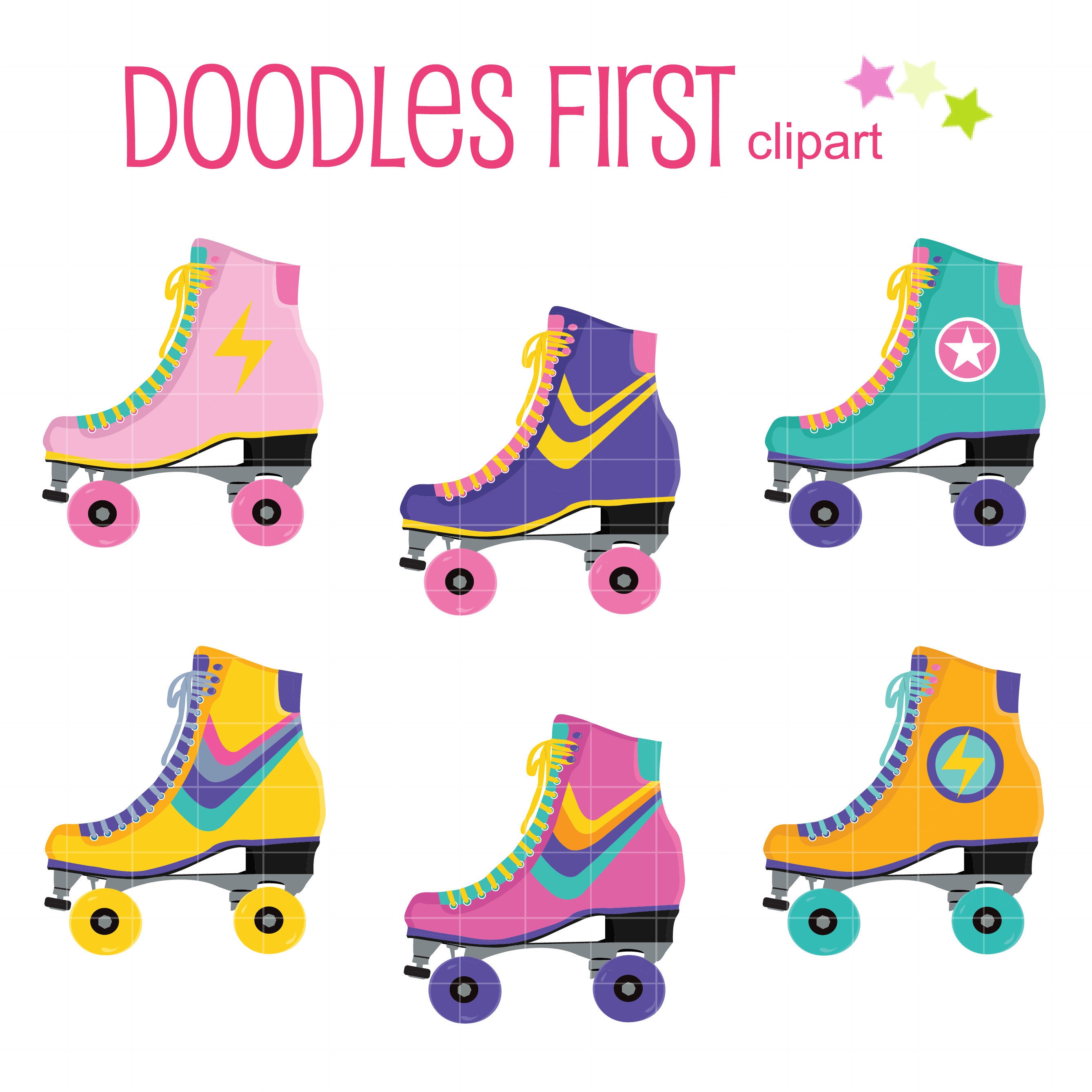 80s Roller Skates Digital Clip Art for Scrapbooking Card | Etsy