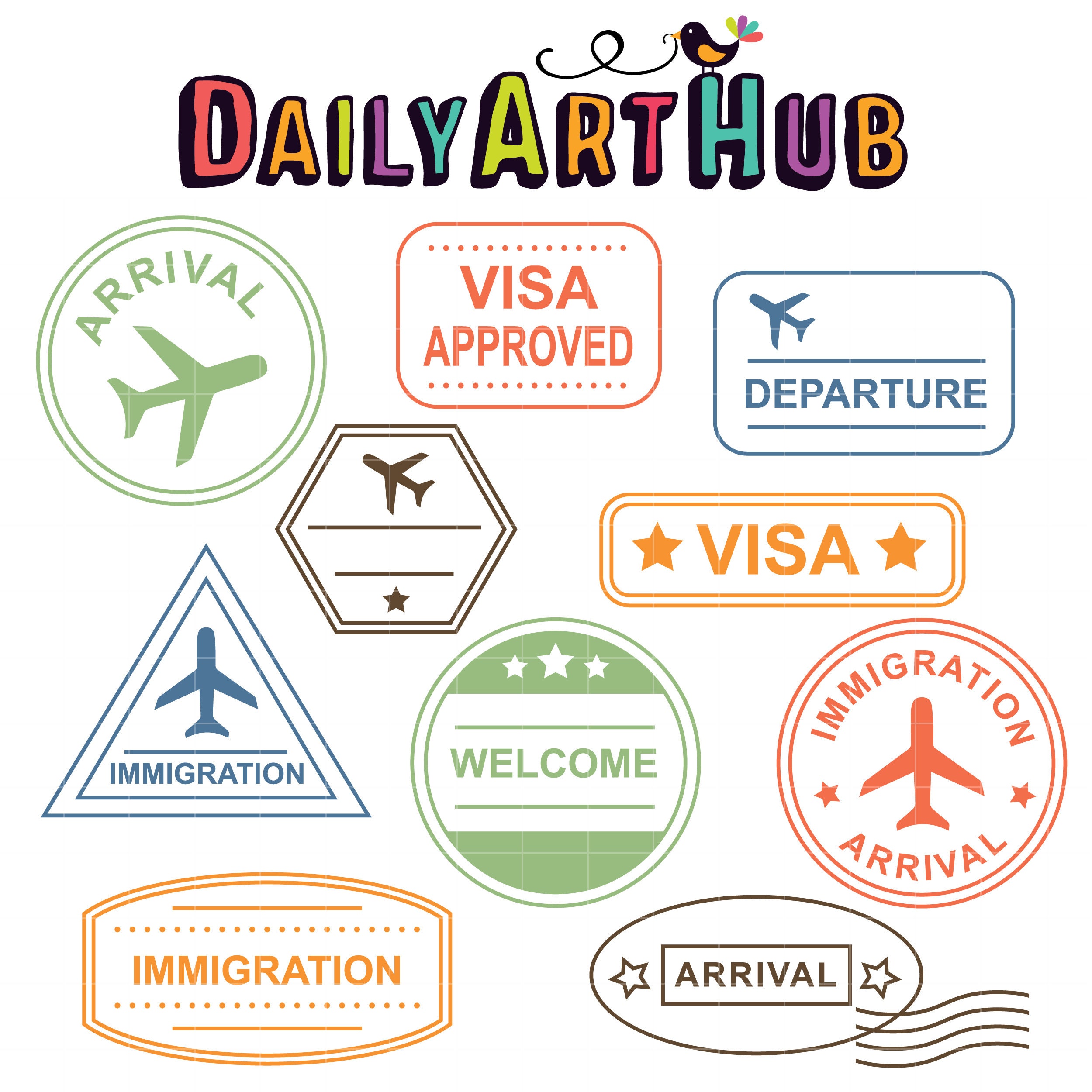 Premium Vector, International travel stamps on white