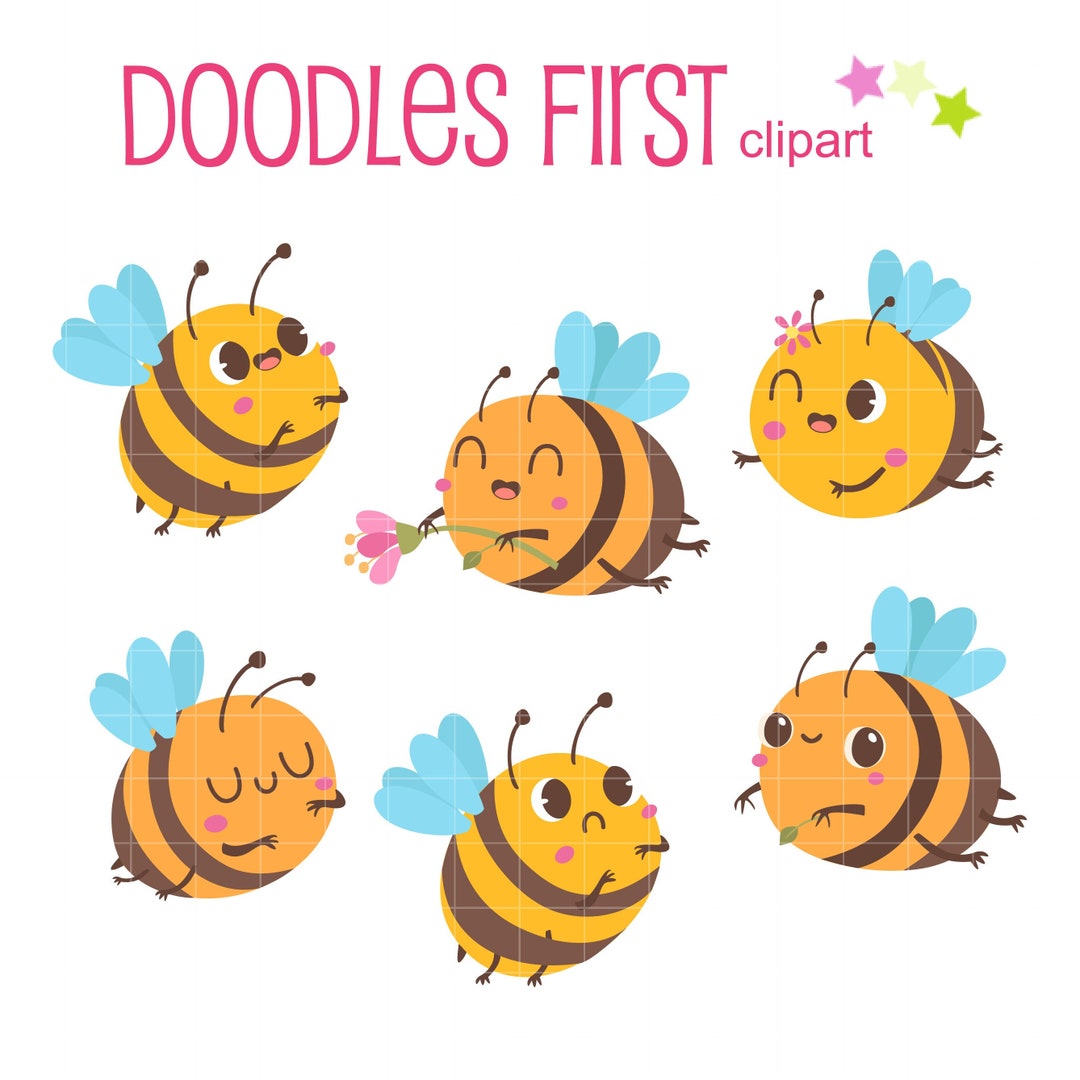 Cute Spring Bees Digital Clip Art for Scrapbooking Card Making Cupcake