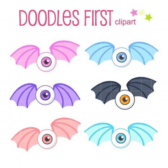 Pastel Eyeball Wings Digital Clip Art for Scrapbooking Card Etsy