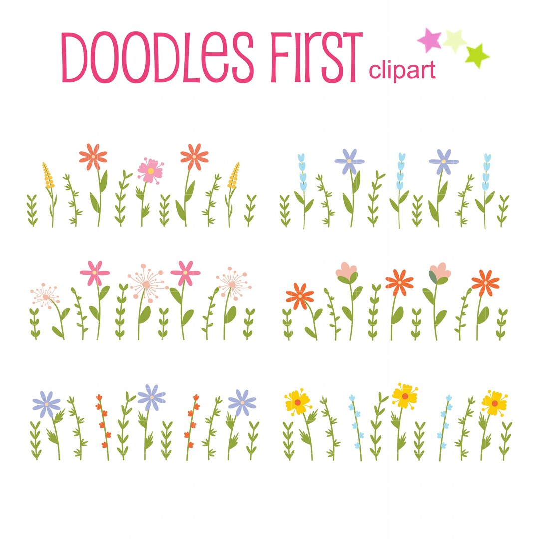 Toppers Border Floral Divider, Floral Border Digital Clip Art for Scrapbooking Card ...