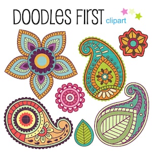 Pretty Paisley Clipart Digital Clipart for Scrapbooking, Cricut Cut Files, Sublimation, Card Making, Crafters, Paper Crafts, SVG, PNG, jpg
