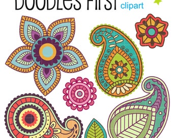 Paisley Clipart Set, Scrapbooking and Cricut Designs (Digital Download)