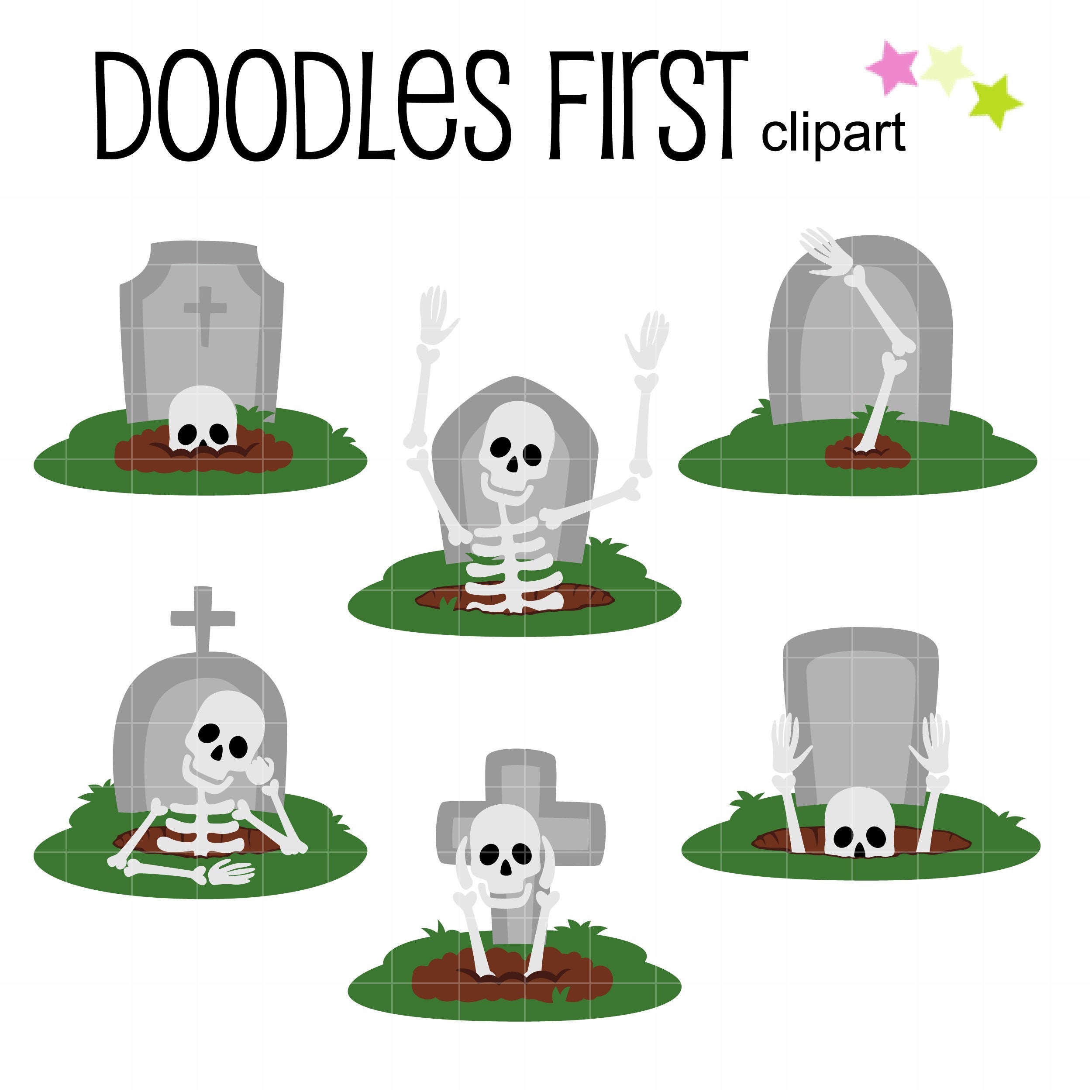 Graveyard Skeleton Digital Clip Art for Scrapbooking Card - Etsy Norway