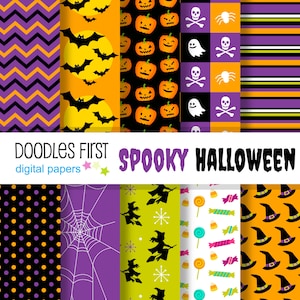 Spooky Halloween Digital Paper Pack Includes 10 for Scrapbooking Paper Crafts, Sublimation, Digital Papers, Backgrounds, Printables