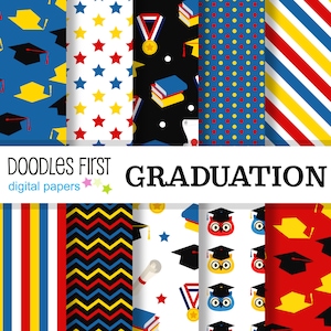 Graduation Digital Paper Pack Includes 10 for Scrapbooking Paper Crafts, Sublimation, Digital Papers, Backgrounds