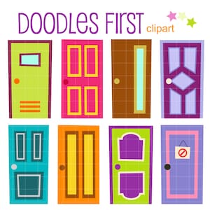 Quirky Doors Digital Clip Art für Scrapbooking Card Making Cupcake Toppers Paper Crafts