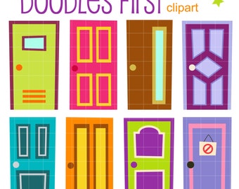 Quirky Doors Digital Clip Art for Scrapbooking Card Making Cupcake Toppers Paper Crafts