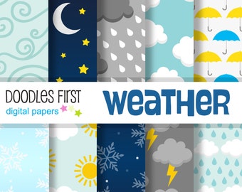 Weather Digital Paper Pack, Scrapbooking, Sublimation (Digital Download)