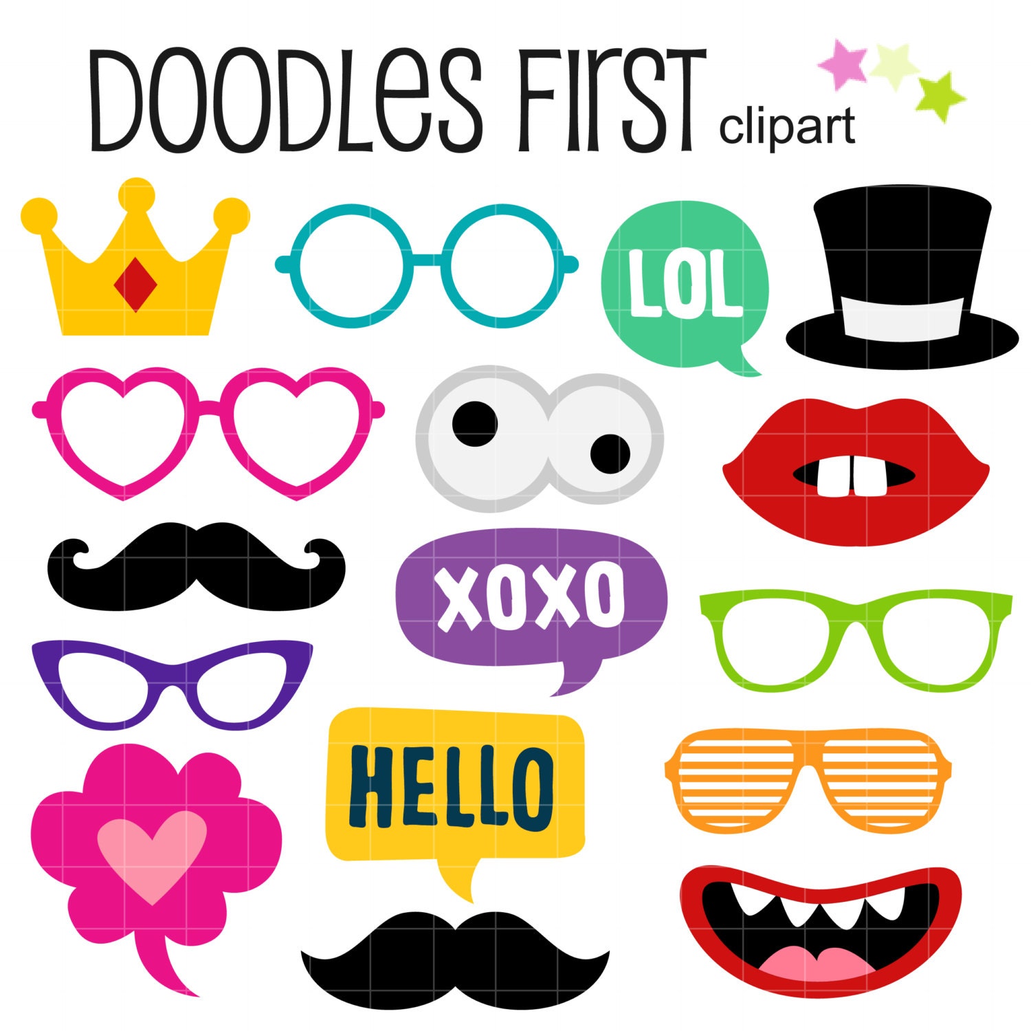 Photo Booth Props Digital Clip Art for Scrapbooking Card | Etsy UK
