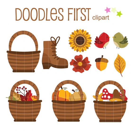 Autumn Baskets Collection Digital Clip Art for Scrapbooking | Etsy