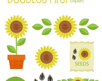 Simple Sunflowers Clip Art for Scrapbooking Card Making Cupcake Toppers Paper Crafts