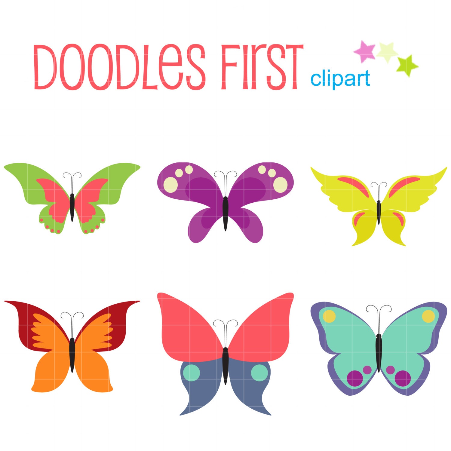 Bright Sweet Butterflies Digital Clip Art for Scrapbooking Card Making  Cupcake Toppers Paper Crafts - Etsy, image size:1500x1500