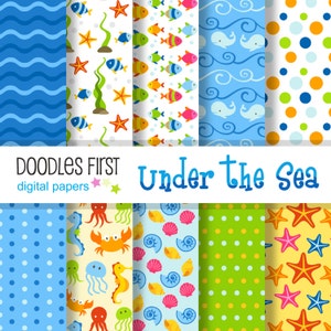 Il pacchetto di carta digitale Under the Sea include 10 fogli per scrapbooking, lavori di carta, sublimazione, documenti digitali, lavori manuali e lavori manuali