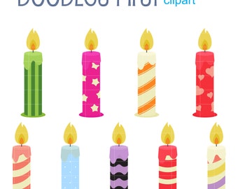 Velas de cumpleaños divertidas: imágenes prediseñadas digitales para scrapbooking, tarjetas, adornos para cupcakes, manualidades de papel