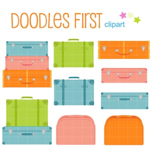 Niedliche Koffer digitale ClipArt für Scrapbooking, Cricut Cut Dateien, Sublimation, Karten & Aufkleber machen, Papier Handwerk, SVG, PNG, jpg