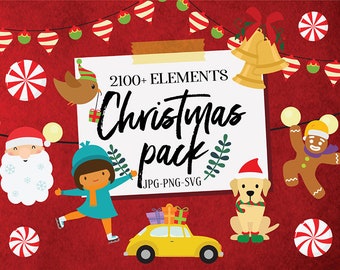 Huge Christmas Clipart Set, Holiday Art, for Crafts, Scrapbook, JunkJournal, Cutting Machines, Includes svg png jpg, 2100+ Digital Images